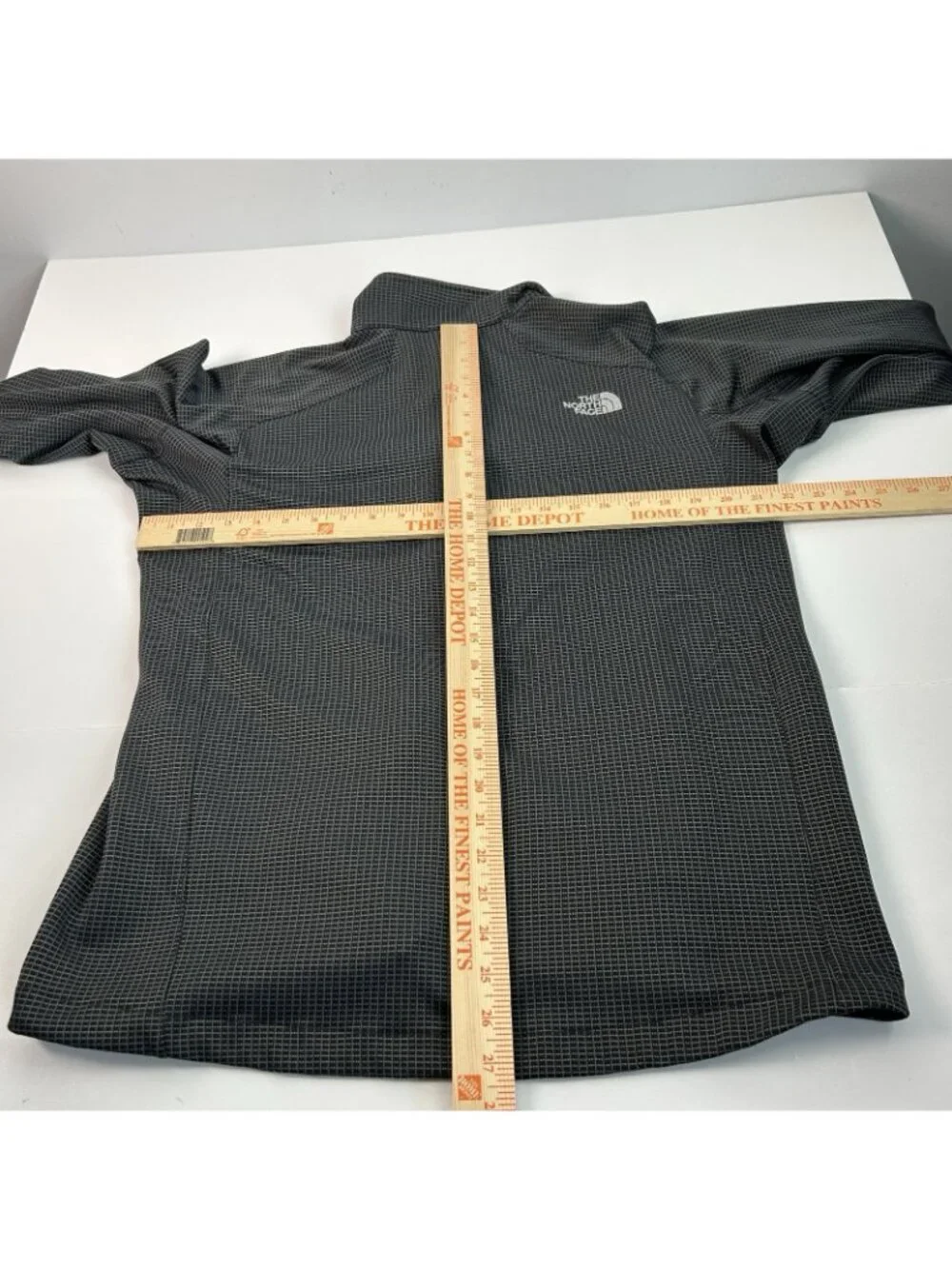 The North Face Black & Grey Check  Fleece Full Zip Softshell Jacket L Summit